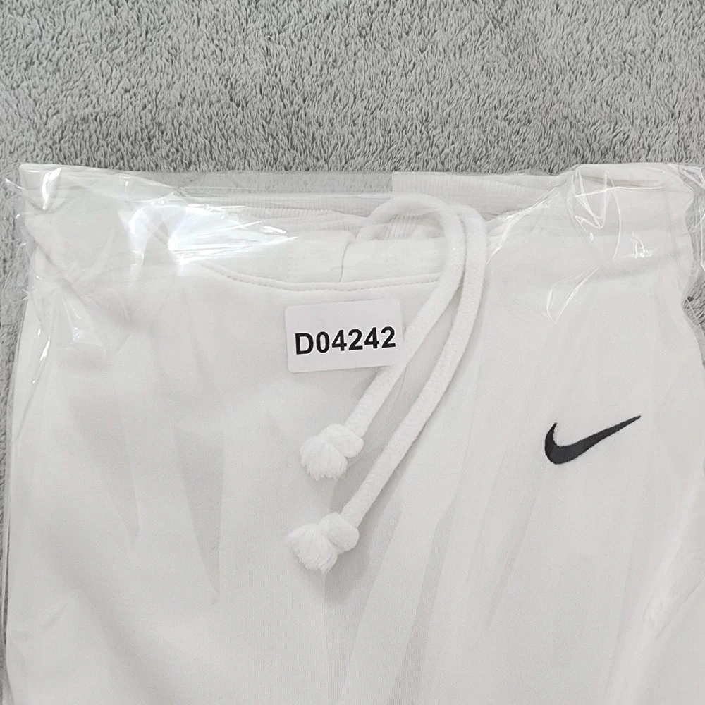 Nike Therma-FIT Hoodie Womens S White Fleece Pullover Training Sweatshirt Logo
